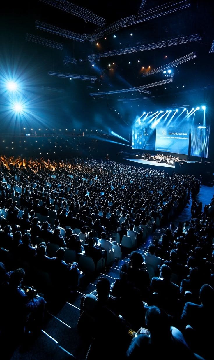 Illuminated auditorium during an event