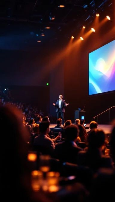 Speaker in front of an audience